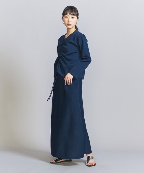 BEAUTY&YOUTH UNITED ARROWS(ビューティーアンドユースユナイテッドアローズ)の「【WEB限定】ドロースト ニットプルオーバー&フレアスカート -3WAY-(ワンピース・レディース・ネイビー/ベージュ/ブラック・FREE)」の4枚目の写真