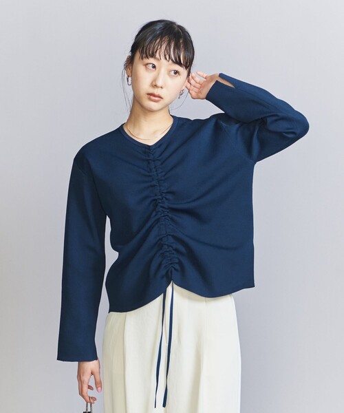 BEAUTY&YOUTH UNITED ARROWS(ビューティーアンドユースユナイテッドアローズ)の「【WEB限定】ドロースト ニットプルオーバー&フレアスカート -3WAY-(ワンピース・レディース・ネイビー/ベージュ/ブラック・FREE)」の6枚目の写真