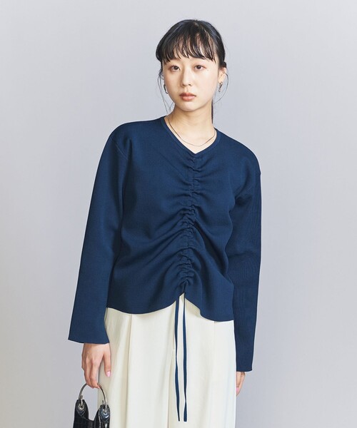 BEAUTY&YOUTH UNITED ARROWS(ビューティーアンドユースユナイテッドアローズ)の「【WEB限定】ドロースト ニットプルオーバー&フレアスカート -3WAY-(ワンピース・レディース・ネイビー/ベージュ/ブラック・FREE)」の7枚目の写真