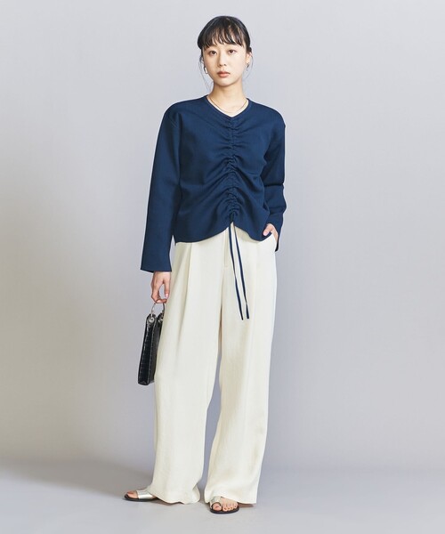 BEAUTY&YOUTH UNITED ARROWS(ビューティーアンドユースユナイテッドアローズ)の「【WEB限定】ドロースト ニットプルオーバー&フレアスカート -3WAY-(ワンピース・レディース・ネイビー/ベージュ/ブラック・FREE)」の8枚目の写真