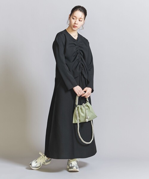 BEAUTY&YOUTH UNITED ARROWS(ビューティーアンドユースユナイテッドアローズ)の「【WEB限定】ドロースト ニットプルオーバー&フレアスカート -3WAY-(ワンピース・レディース・ネイビー/ベージュ/ブラック・FREE)」の12枚目の写真