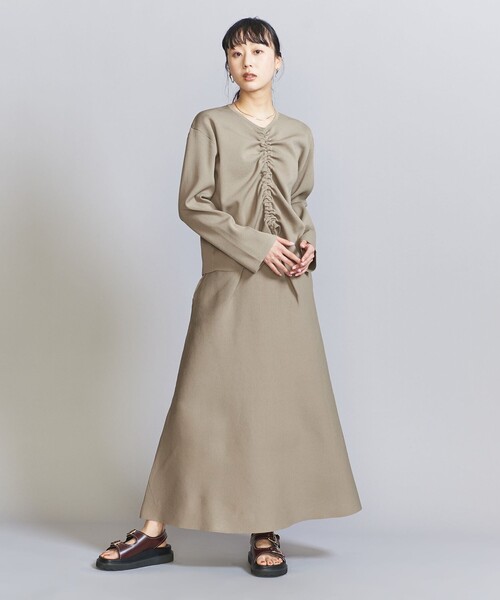 BEAUTY&YOUTH UNITED ARROWS(ビューティーアンドユースユナイテッドアローズ)の「【WEB限定】ドロースト ニットプルオーバー&フレアスカート -3WAY-(ワンピース・レディース・ネイビー/ベージュ/ブラック・FREE)」の14枚目の写真