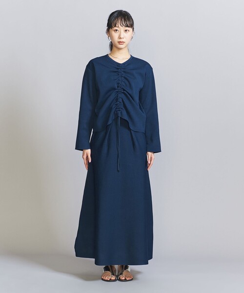 BEAUTY&YOUTH UNITED ARROWS(ビューティーアンドユースユナイテッドアローズ)の「【WEB限定】ドロースト ニットプルオーバー&フレアスカート -3WAY-(ワンピース・レディース・ネイビー/ベージュ/ブラック・FREE)」の16枚目の写真