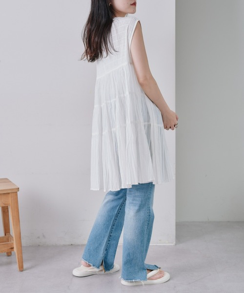 CIAOPANIC TYPY(チャオパニックティピー)の「【india】シャーリングティアードチュニック(シャツ/ブラウス・レディース・サックスブルー/ホワイト/オレンジ/ブラック・ONE SIZE)」の19枚目の写真
