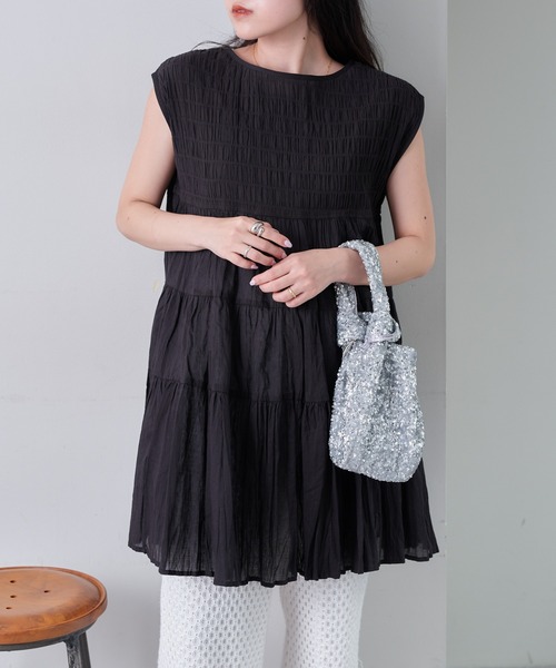 CIAOPANIC TYPY(チャオパニックティピー)の「【india】シャーリングティアードチュニック(シャツ/ブラウス・レディース・サックスブルー/ホワイト/オレンジ/ブラック・ONE SIZE)」の20枚目の写真