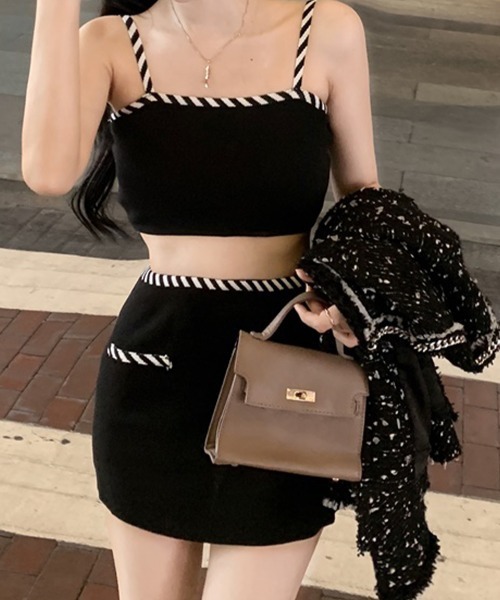 Miniministore（ミニミニストア）の「キャミソール ミニスカート セットアップ（スーツスカート・レディース・ブラック/ホワイト・FREE）」の13枚目の写真