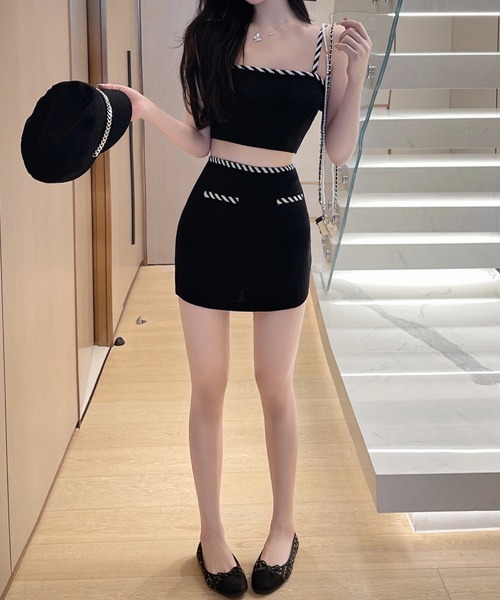 Miniministore（ミニミニストア）の「キャミソール ミニスカート セットアップ（スーツスカート・レディース・ブラック/ホワイト・FREE）」の14枚目の写真