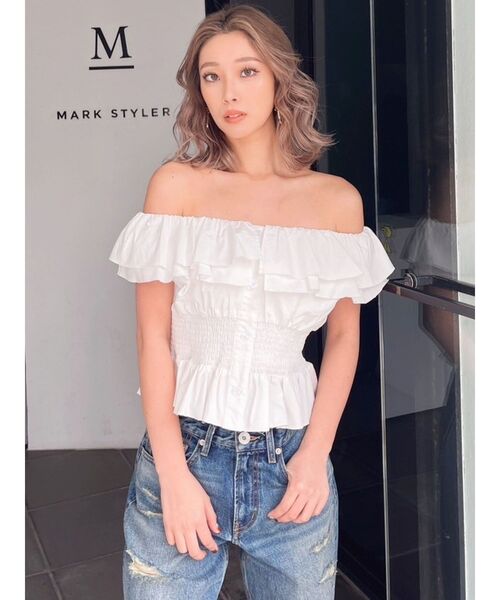 GYDA（ジェイダ）の「2WAYフリルオフショルブラウス（シャツ/ブラウス・レディース・オフホワイト/ブラック/その他1・FREE）」の5枚目の写真