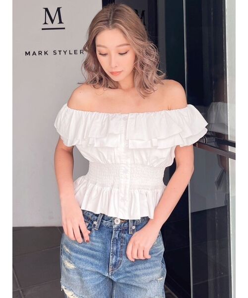 GYDA（ジェイダ）の「2WAYフリルオフショルブラウス（シャツ/ブラウス・レディース・オフホワイト/ブラック/その他1・FREE）」の6枚目の写真