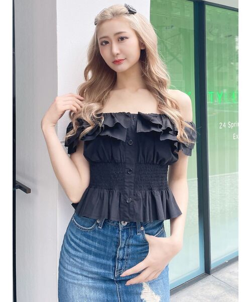 GYDA（ジェイダ）の「2WAYフリルオフショルブラウス（シャツ/ブラウス・レディース・オフホワイト/ブラック/その他1・FREE）」の14枚目の写真