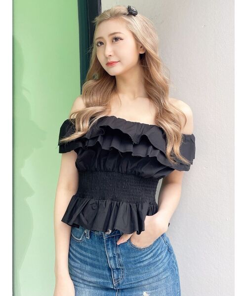 GYDA（ジェイダ）の「2WAYフリルオフショルブラウス（シャツ/ブラウス・レディース・オフホワイト/ブラック/その他1・FREE）」の18枚目の写真