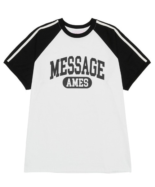 .KOM（ドットコム）の「A'GEM/9 × .kom 『AMES WORLDWIDE/アメスワールドワイド』 LINE TAPE RAGLAN RINGER TEE/テープラグランTシャツ（Tシャツ/カットソー・メンズ・ホワイト/チャコールグレー/ブルー・M/S）」の16枚目の写真