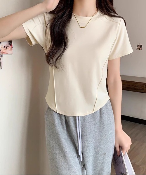 MAISON DE THERESE（メゾン ド テレーズ）の「半袖Tシャツ（Tシャツ/カットソー・レディース・ホワイト/ベージュ/ダークグレー/ブラック/アイボリー・S/M）」の4枚目の写真