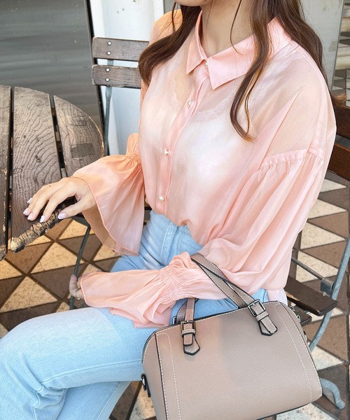 apres jour（アプレジュール）の「キャンディースリーブラメシアーシャツ【ZOZOTOWN限定アイテム】（シャツ/ブラウス・レディース・オフホワイト/ブラック/ピンクベージュ/ライトピンク/アイボリー・フリー/X-LARGE）」の21枚目の写真