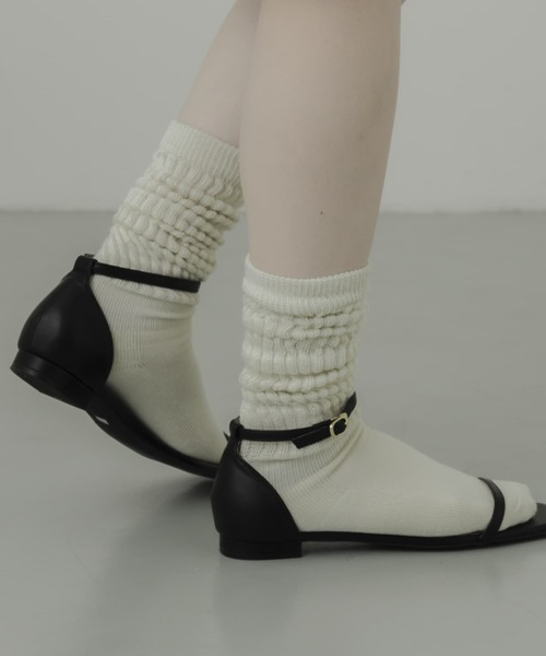 SMELLY(スメリー)の「ムジリブルーズソックス(ソックス/靴下・レディース・アイボリー/ブラック/グレー・23-25)」の5枚目の写真