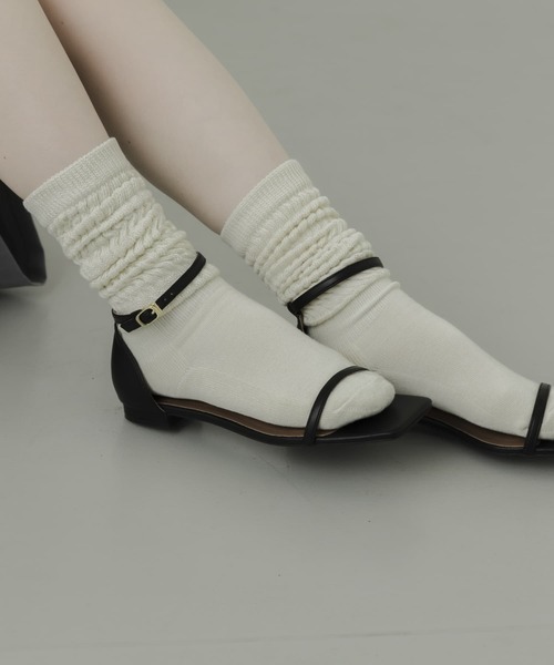 SMELLY(スメリー)の「ムジリブルーズソックス(ソックス/靴下・レディース・アイボリー/ブラック/グレー・23-25)」の7枚目の写真