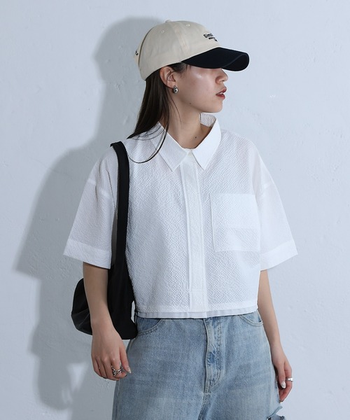 クロップド 半袖シャツ FREAK'S STORE/クロップド丈 ポケット 半袖 Tシャツ【限定展開