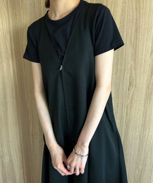 Olu.(オルドット)の「ジップジャンパースカート(ワンピース・レディース・ブラック/カーキ/アイボリー・FREE)」の9枚目の写真
