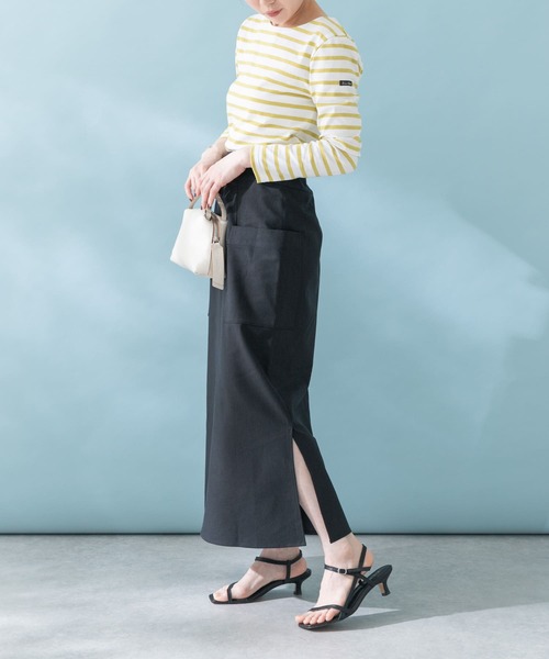 URBAN RESEARCH ROSSO WOMEN(アーバンリサーチ ロッソ)の「リネンストレッチスリットスカート(スカート・レディース・ブラック/パープル/モカ・38/36)」の2枚目の写真