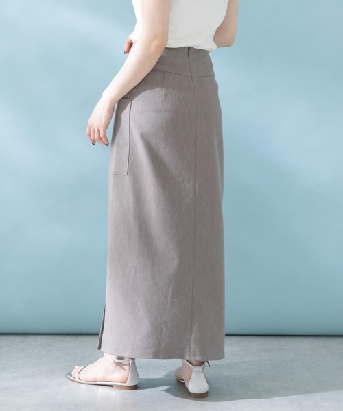 URBAN RESEARCH ROSSO WOMEN(アーバンリサーチ ロッソ)の「リネンストレッチスリットスカート(スカート・レディース・ブラック/パープル/モカ・38/36)」の9枚目の写真