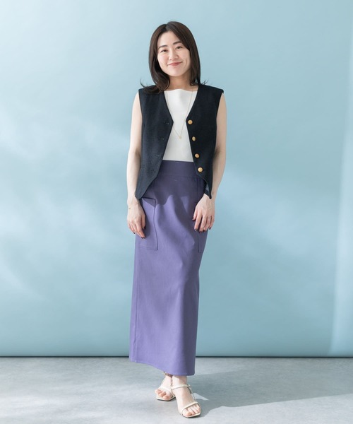 URBAN RESEARCH ROSSO WOMEN(アーバンリサーチ ロッソ)の「リネンストレッチスリットスカート(スカート・レディース・ブラック/パープル/モカ・38/36)」の19枚目の写真