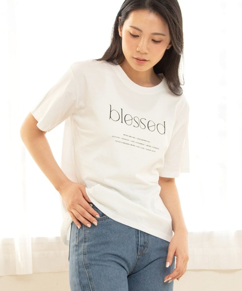 attiree(アティレー)の「blessedロゴプリントTシャツ(Tシャツ/カットソー・レディース・グレー/ホワイト/ピンク/グリーン・FREE)」の12枚目の写真