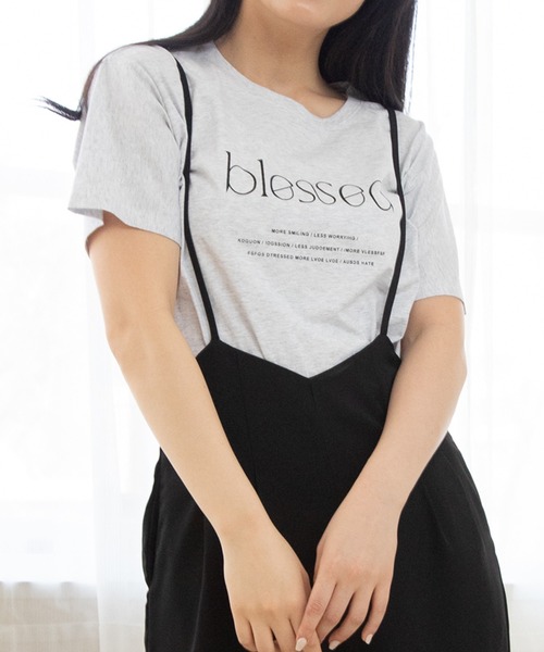 attiree(アティレー)の「blessedロゴプリントTシャツ(Tシャツ/カットソー・レディース・グレー/ホワイト/ピンク/グリーン・FREE)」の10枚目の写真