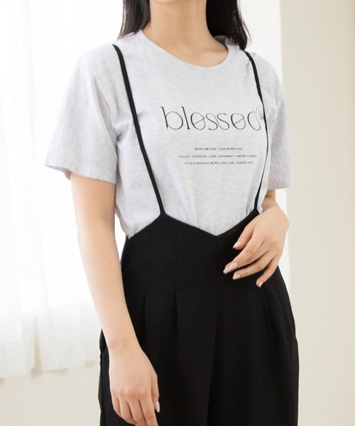 attiree(アティレー)の「blessedロゴプリントTシャツ(Tシャツ/カットソー・レディース・グレー/ホワイト/ピンク/グリーン・FREE)」の9枚目の写真