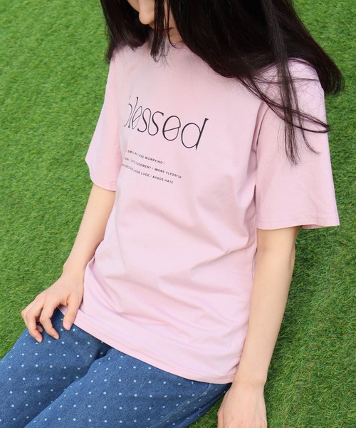 attiree(アティレー)の「blessedロゴプリントTシャツ(Tシャツ/カットソー・レディース・グレー/ホワイト/ピンク/グリーン・FREE)」の15枚目の写真