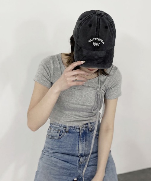 レイヤード風シャツ パール ストライプ 韓国系 z300 フェイクレイヤード ドッキングトップス tシャツ ロンT ボーダー