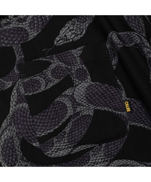 トップス CALEE SNAKE PATTERN SH LIMITED BLK XL CALEE キャリー R/P ALLOVER SNAKE PATTERN SH -LIMITED-
