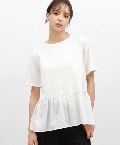 LAKOLE(ラコレ)の「布帛切り替えT / 115406(Tシャツ/カットソー・レディース・ブラック/オフホワイト/ブルー・SMALL/MEDIUM)」の2枚目の写真