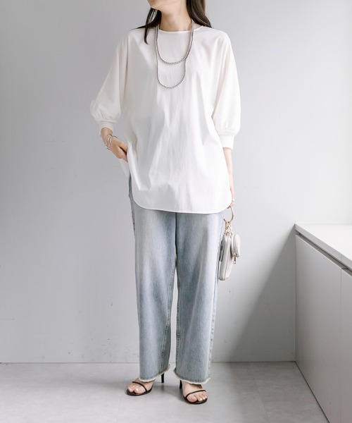 PUAL CE CIN(ピュアルセシン)の「万能ハーフスリーブブラウス(シャツ/ブラウス・レディース・チャコールグレー/ベージュ/オフホワイト・FREE)」の7枚目の写真