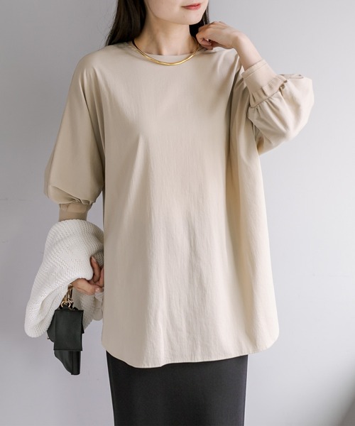 PUAL CE CIN(ピュアルセシン)の「万能ハーフスリーブブラウス(シャツ/ブラウス・レディース・チャコールグレー/ベージュ/オフホワイト・FREE)」の15枚目の写真