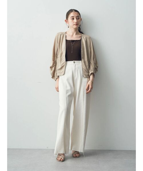 YECCA VECCA（イェッカヴェッカ）の「レーヨン麻ZIPジャケット（その他アウター・レディース・ベージュ/スモーキーグリーン系/ブラック・FREE）」の16枚目の写真