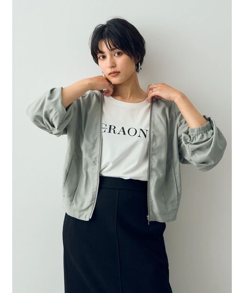 YECCA VECCA（イェッカヴェッカ）の「レーヨン麻ZIPジャケット（その他アウター・レディース・ベージュ/スモーキーグリーン系/ブラック・FREE）」の3枚目の写真