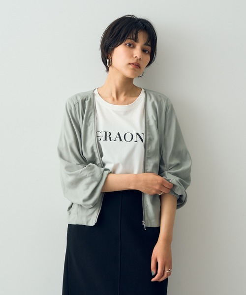 YECCA VECCA（イェッカヴェッカ）の「レーヨン麻ZIPジャケット（その他アウター・レディース・ベージュ/スモーキーグリーン系/ブラック・FREE）」の6枚目の写真