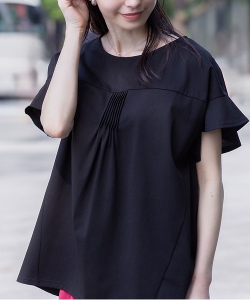 HusHusH（ハッシュアッシュ）の「【 UVカット 吸水速乾 】 HusHusH ハッシュアッシュ フレアスリーブTシャツ（Tシャツ/カットソー・レディース・チャコールグレー/ブラック/ホワイト・M/L）」の3枚目の写真