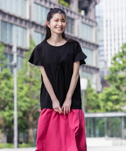 HusHusH（ハッシュアッシュ）の「【 UVカット 吸水速乾 】 HusHusH ハッシュアッシュ フレアスリーブTシャツ（Tシャツ/カットソー・レディース・チャコールグレー/ブラック/ホワイト・M/L）」の5枚目の写真
