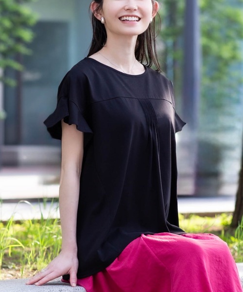 HusHusH（ハッシュアッシュ）の「【 UVカット 吸水速乾 】 HusHusH ハッシュアッシュ フレアスリーブTシャツ（Tシャツ/カットソー・レディース・チャコールグレー/ブラック/ホワイト・M/L）」の21枚目の写真