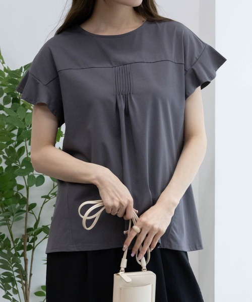 HusHusH（ハッシュアッシュ）の「【 UVカット 吸水速乾 】 HusHusH ハッシュアッシュ フレアスリーブTシャツ（Tシャツ/カットソー・レディース・チャコールグレー/ブラック/ホワイト・M/L）」の16枚目の写真