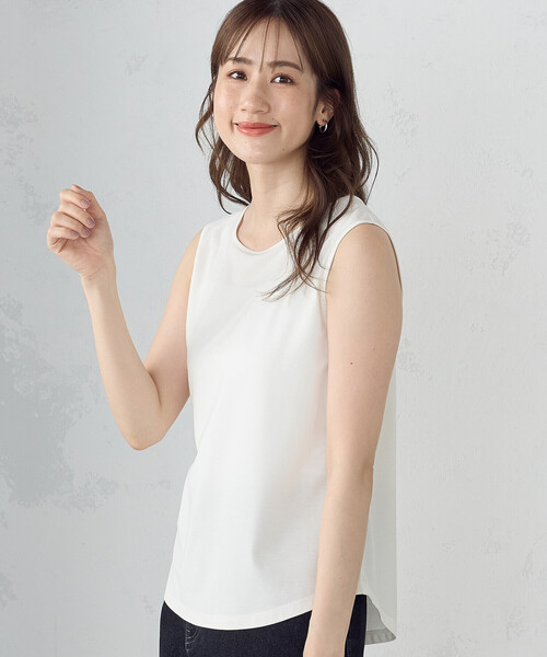 COMME CA ISM（コムサイズム）の「タンクトップ（タンクトップ・レディース・ホワイト/ブラック・MEDIUM/LARGE）」の4枚目の写真