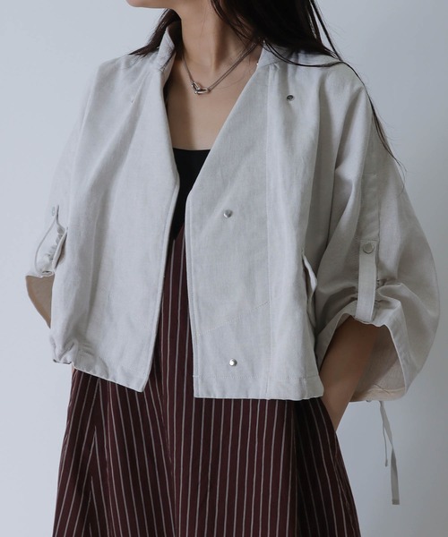 2way collar linen denim blouson(2wayカラーリネンデニムブルゾン)