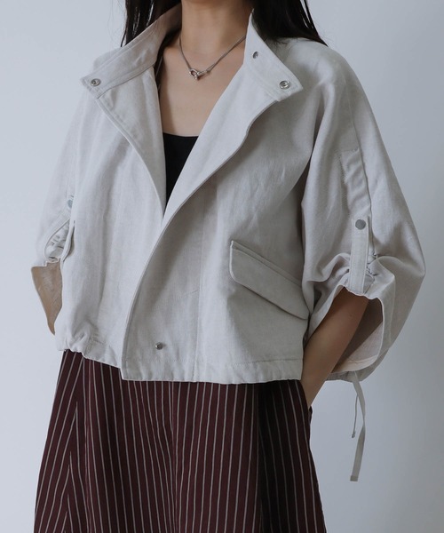2way collar linen denim blouson(2wayカラーリネンデニムブルゾン)