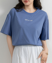 レディース 半袖ロゴ刺繍Tシャツ