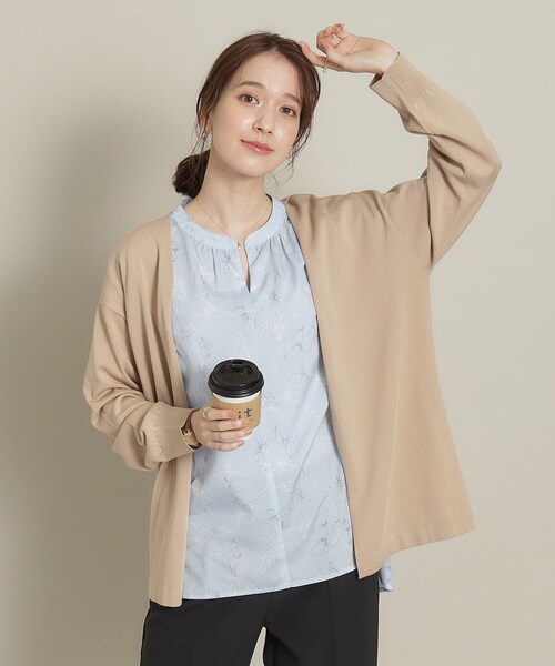 ITS'DEMO（イッツデモ）の「◆【UV／冷感／アンチピリング／手洗い可】着流しニットカーディガン（カーディガン/ボレロ・レディース・ブルー/ブラック/オフホワイト/サックスブルー/ベージュ・00）」の3枚目の写真