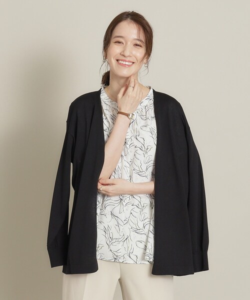 ITS'DEMO（イッツデモ）の「◆【UV／冷感／アンチピリング／手洗い可】着流しニットカーディガン（カーディガン/ボレロ・レディース・ブルー/ブラック/オフホワイト/サックスブルー/ベージュ・00）」の2枚目の写真