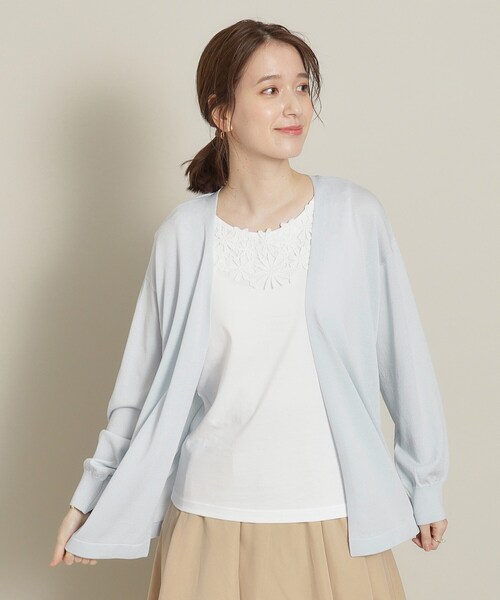 ITS'DEMO（イッツデモ）の「◆【UV／冷感／アンチピリング／手洗い可】着流しニットカーディガン（カーディガン/ボレロ・レディース・ブルー/ブラック/オフホワイト/サックスブルー/ベージュ・00）」の15枚目の写真