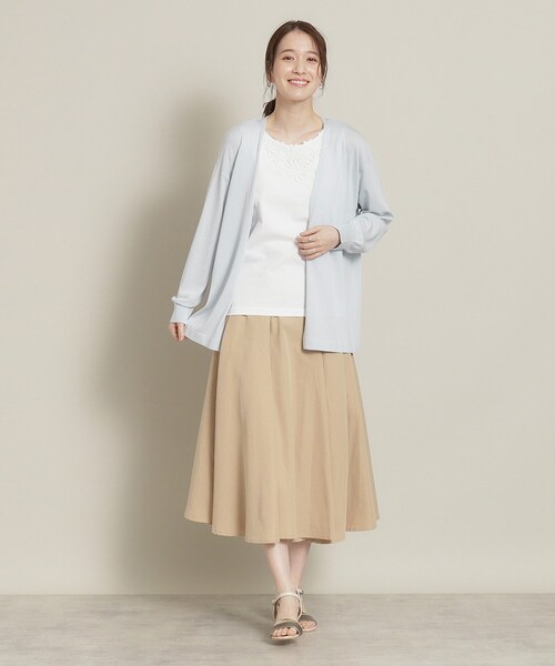 ITS'DEMO（イッツデモ）の「◆【UV／冷感／アンチピリング／手洗い可】着流しニットカーディガン（カーディガン/ボレロ・レディース・ブルー/ブラック/オフホワイト/サックスブルー/ベージュ・00）」の14枚目の写真