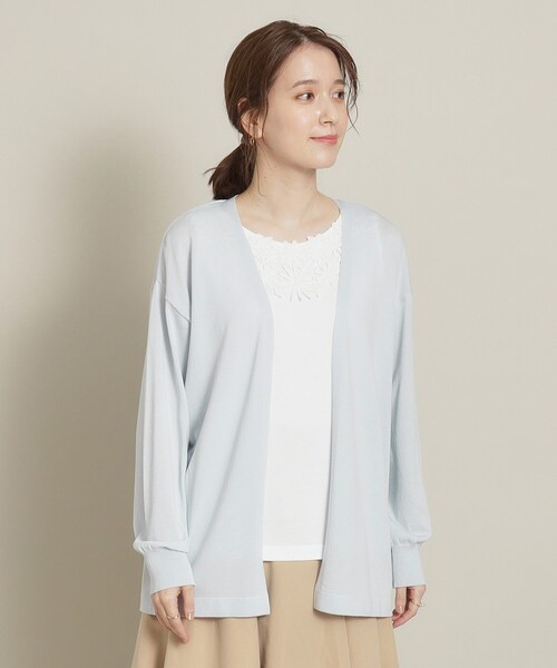 ITS'DEMO（イッツデモ）の「◆【UV／冷感／アンチピリング／手洗い可】着流しニットカーディガン（カーディガン/ボレロ・レディース・ブルー/ブラック/オフホワイト/サックスブルー/ベージュ・00）」の11枚目の写真